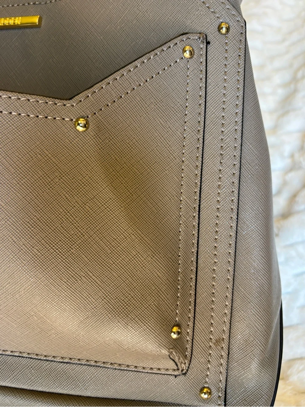 Steve Madden Gray Structured Tote with Front Slip Pocket large capacity